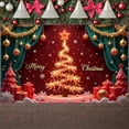 thumbnail image 4 of Red Background Christmas Banner Gold Decorations Merry Christmas Banner Lighted Star Snowflake Pattern Holiday Banner for Christmas Party Indoor Decoration Photo Background, 4 of 9