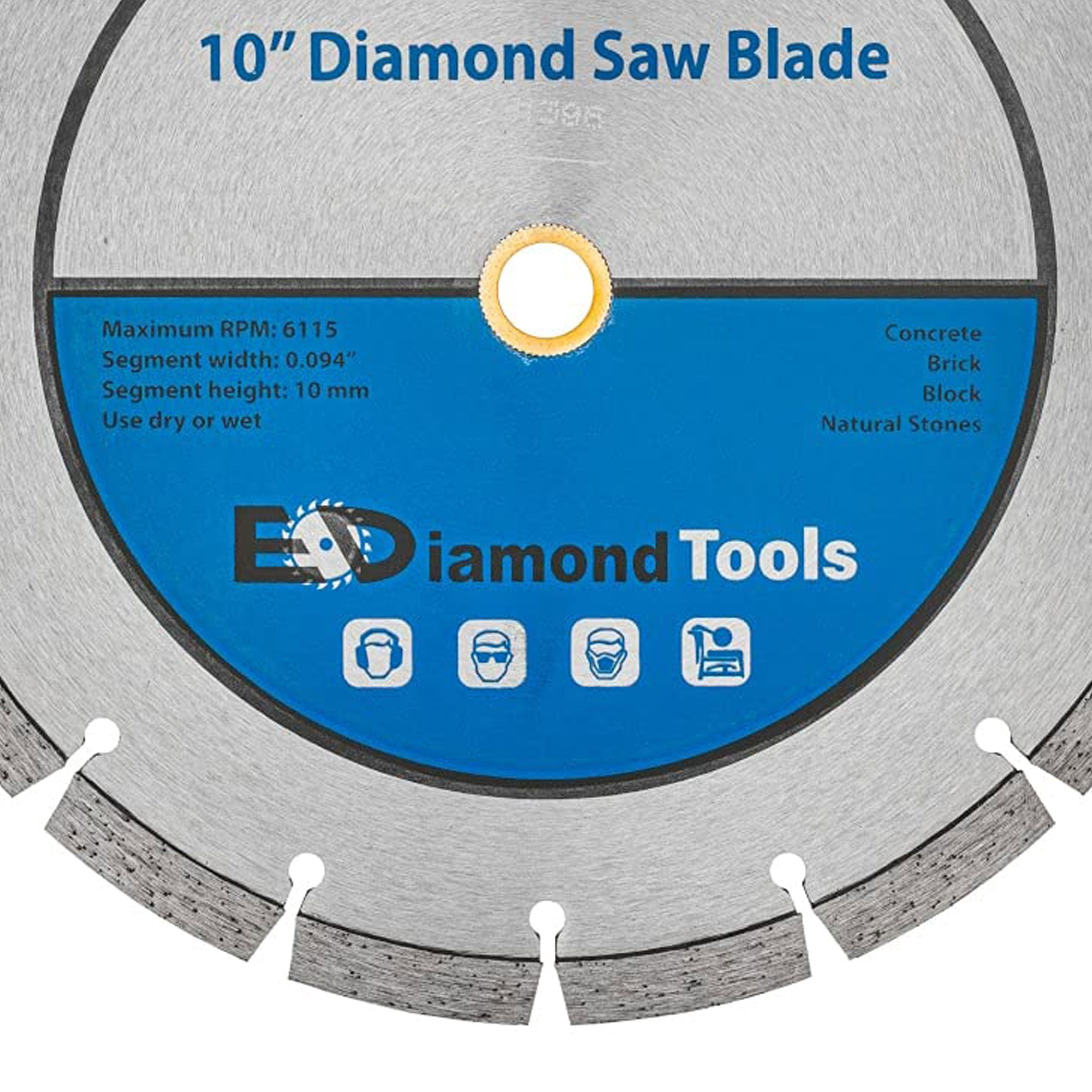 EDiamondTools 10" Segmented Diamond Saw Blade for Concrete, Brick, Block and Masonry
