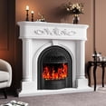 thumbnail image 5 of BOSHIRO Electric Fireplace with Mantel, 51 Inch Solid Wood Fireplace Tv Stand with Roman Column Design for Living Room, Home Decor, 5 of 7