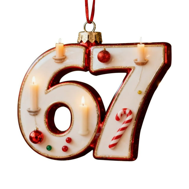 67 adornos navideños planos en 2D divertidos Six Seven Meme Decoración navideña Regalos para adolescentes y adultos amantes del humor