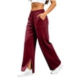 thumbnail image 4 of Ozmmyan 2026 Womens Wide Leg Sweatpants High Elastic Waist Side Split Cuff Casual Loose Fit Lounge Pants with Pockets, 4 of 8