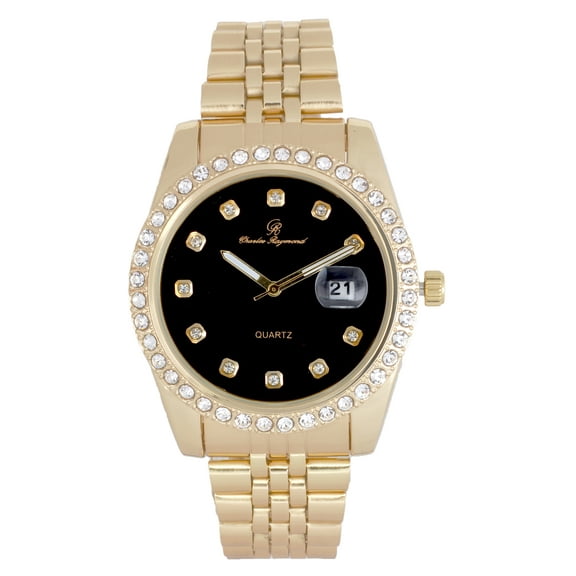 Rolly Look Bling'ed Out to Shoot for The Stars Dial - Designed for Kings w/Hard Hitter Big Demeanors! Stand Out w/This Diamond Iced Eye-Catching Dial Timepiece - ST10355