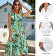 thumbnail image 5 of Yuyamidu Hawaiian Beach Matching Outfits Palm Tree Style Mens Resort Shirts Womens Palm Tree Dress Palm Tree Matching Couples Outfits Tropical V Neck Tiered, 5 of 7