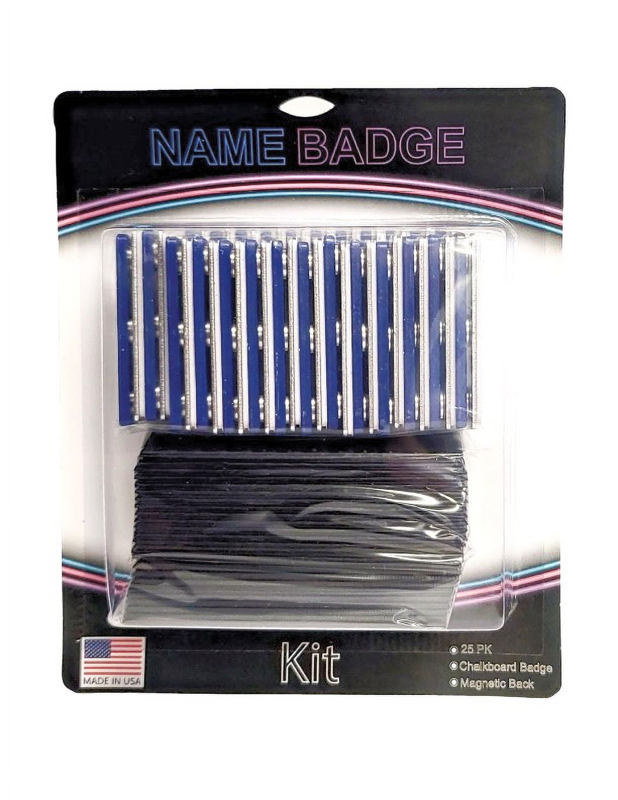My Badge Design, 1"in x 3"in Chalkboard Name Badge Kit with Magnet Back, 25 pack