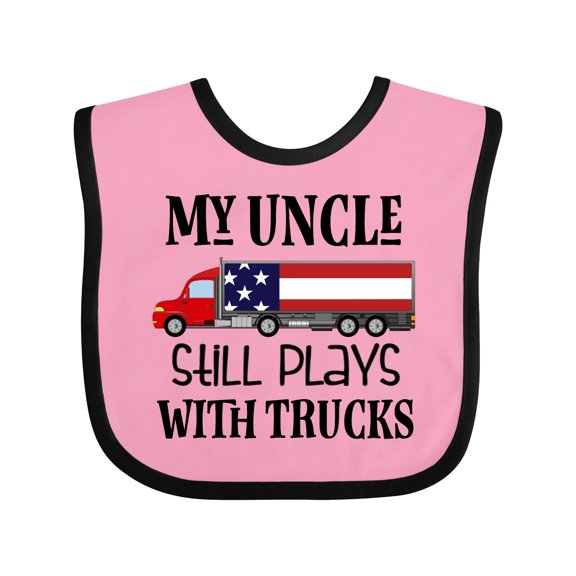 Inktastic My Uncle Still Plays with Trucks Boys or Girls Baby Bib