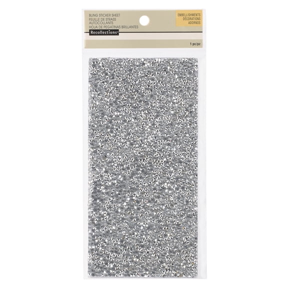 Recollections Silver Crackled Bling Sticker, 12 Pack