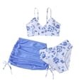 thumbnail image 2 of CUZIBR Toddler Girl'S 3 Piece Swimsuits Stylish Floral Print Spaghetti Strap Bikini Sets Bathing Suit High Waist Briefs With Ruched Skirts Cover Up Swimwear Summer Pool Beachwear,Blue,7-8 Years, 2 of 7