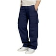 thumbnail image 4 of CAICJ98 Cargo Pants Boys Outdoor Youth Quick Dry Hiking Pants Lightweight Athletic Pants with Zipper Pockets Boy Pants (Dark Blue,6-7 Years), 4 of 7