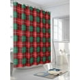 thumbnail image 3 of Christmas Red Shower Curtain Set ，Waterproof Fabric Shower Curtains Green Plaid Shower Curtains for Bathroom,Bathroom Decor 36"x78", 3 of 6