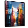thumbnail image 2 of Designart "Giant Glass Skyscrapers III" Cityscapes Floater Framed Wall Art Living Room, 2 of 7
