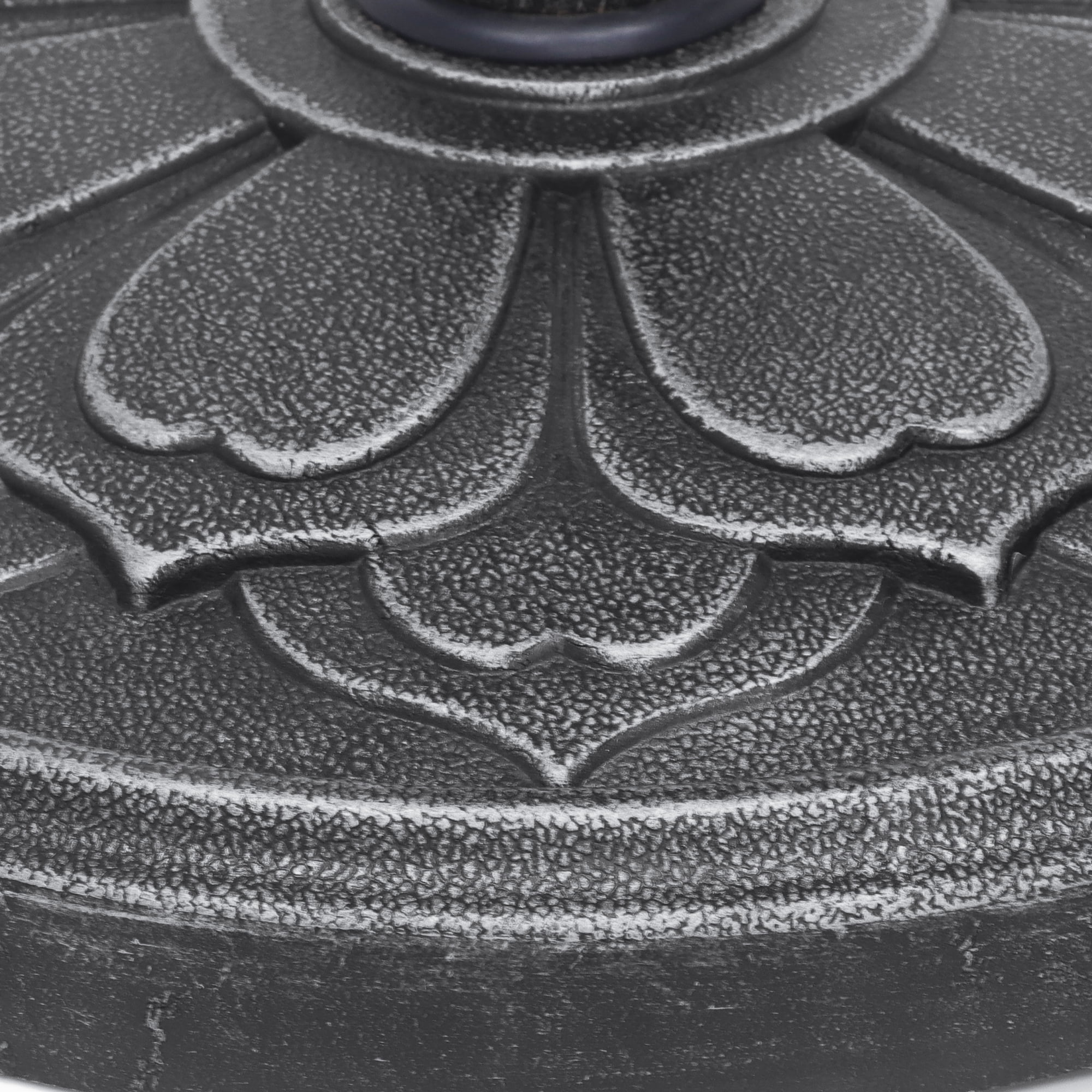 Abble 27 lbs. Lotus Design Umbrella Base Outdoor Market Umbrella Stand in Antique Silver