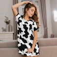 thumbnail image 3 of Fotbe Milk Cow Bata de Dormir para Mujer con Estampado, Camisón de Algodón de Manga Corta, Ropa de Dormir Casual, 3 of 6