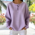 thumbnail image 5 of Tsesme Women’s Striped Sweatshirt - Round Neck Button Pullover Tops - Long Sleeve Relaxed Fits Fall Fashion Sweatshirt Tops, 5 of 6