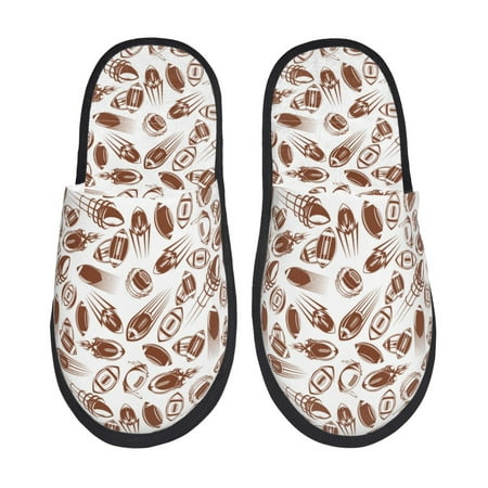 

Rateoe Rugby Style Pattern Fuzzy Slippers Fuzzy Soft House Slippers Plush Furry Warm Cozy Open Toe Fluffy Home Shoes-Medium