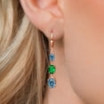 thumbnail image 3 of Gem Stone King 18K Rose Gold Plated Silver Persian Blue Moissanite 3 Stone Dangle Earrings for Women (4.86 Cttw, Gemstone Birthstone, Oval 8X6MM, 7X5MM and 6X4MM), 3 of 6