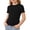 Black, variant on Girls Short Sleeve T-Shirts 5-16 Years Boat Neck Lettuce Ribbed Tops Kid Tight Fit Summer Casual Cute Tees White for Size 7-8 Years