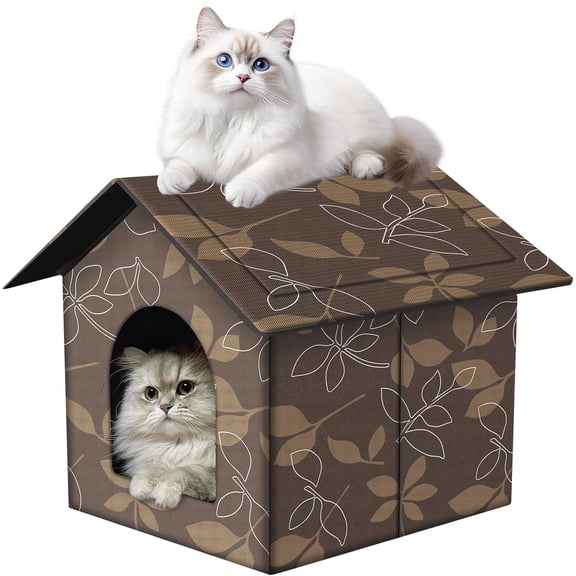 RYLZX Large Outdoor Cat House Cat House for Outdoor and Indoor Use - Waterproof Shelter for Cats, Dogs, and Feral Animals (Brown)