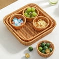 thumbnail image 4 of Rattan Storage Basket,1 Set Decorative Candy Basket,Woven Fruit Basket,Wicker Snack Holder,Decorative Candy Bowl,Food Basket,Bread Basket,1 Large Square Basket with 4 Small Round Basket, 4 of 7