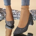 thumbnail image 4 of Sparkle Heels for Women Women's Glitter Pumps - Elegant And Comfortable Shoes Pointed With Block Heel Stable Bridal Shoes Dance Shoes Wedding Shoes For Carnival, Fancy Dress, Party 3 Inch Pumps 5, 4 of 6