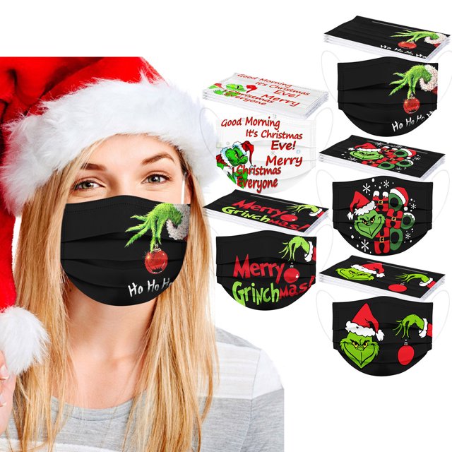 50 máscaras faciales desechables Sailing mascarilla facial transpirable 3 capas Navidad con patrón fantasma