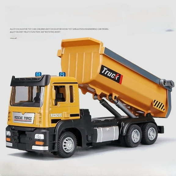 1/50 Scale Tipper Truck Alloy Diecast Toy Model Dump Engineering Transport Truck Sound Light Pull Back Collection Gifts For Kids