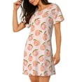 thumbnail image 2 of Naloa Peach With Leaves Print Women Nightgowns,Womens Loungewear,Short Sleeve Sleepwear,Comfy Ladies Nightdress, 2 of 6