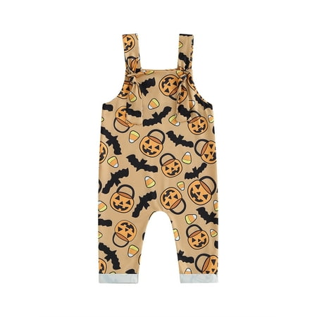

Newborn Baby Girl Boys Halloween Jumpsuits Cartoon Print Sleeveless Bodysuits Infant Fall One Piece Romper