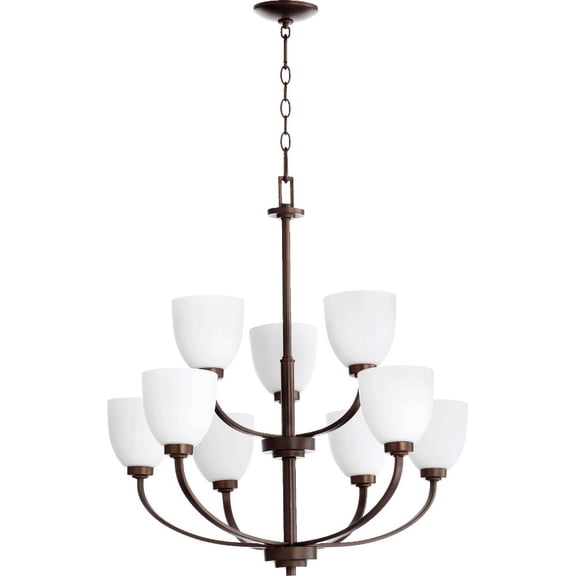 Quorum Lighting Reyes 9-Light Chandelier, Oiled Bronze, 31.25W, 30.5H
