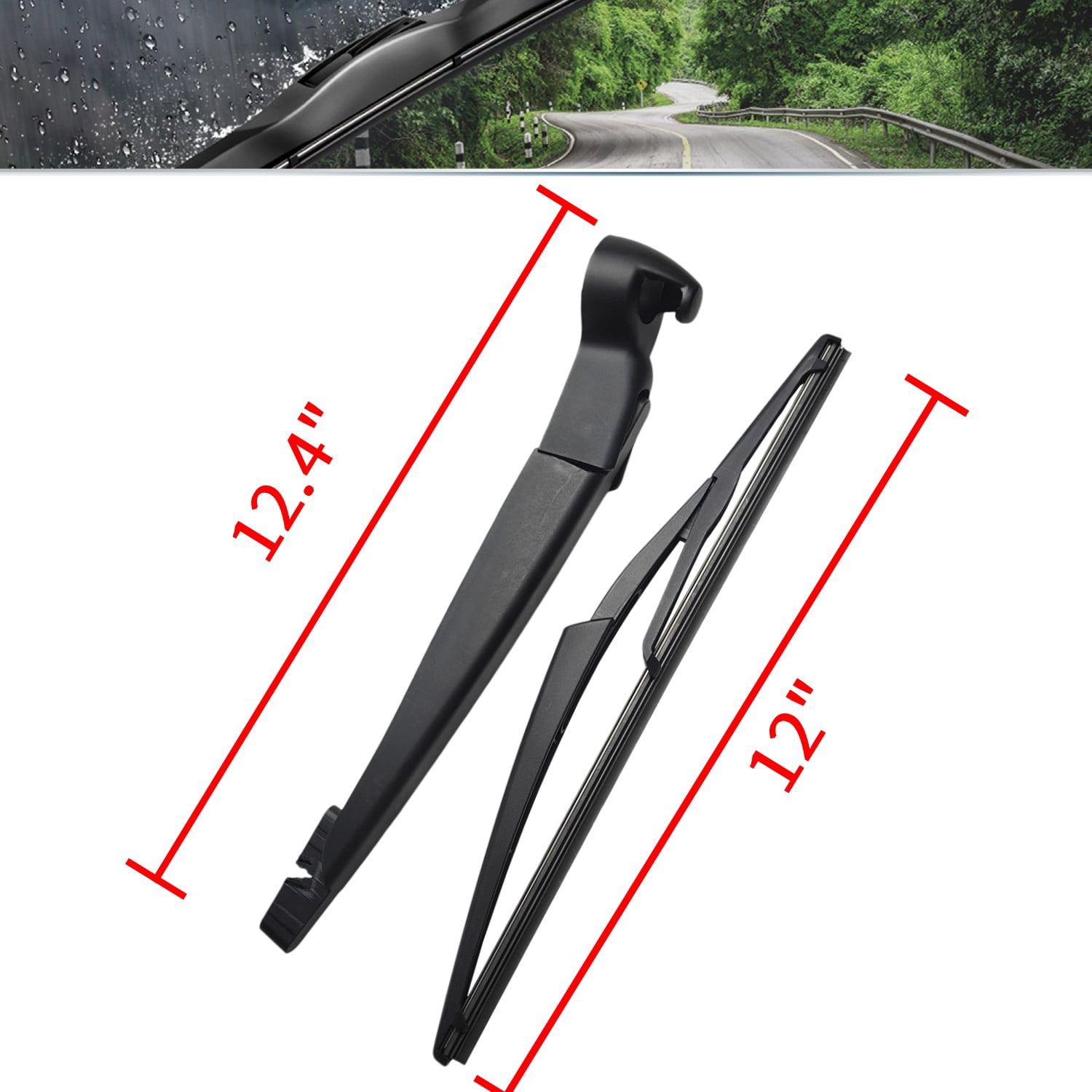 SOCOOL Windshield Wipers Replacement for Jeep Wrangler JK 2018 Front Rear Wiper Blades and Rear Windshield Wiper Arm, 14"+14"+12"+12.4" (Pack of 4), Y24Z2G7B