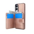 thumbnail image 3 of 2 in 1 Detachable Magnetic Phone Cases Compatible with Samsung Galaxy S25 Edge, with Credit Card Holder, Classic Durable Premium PU Leather Kickstand Rugged Flip Cover for Women Men, Rosegold, 3 of 6