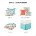 thumbnail image 4 of Madison Park Pebble Beach Coastal Pattern 7-Piece Queen Size 100% Cotton with Decorative Pillows Comforter Set , Coral, 4 of 11