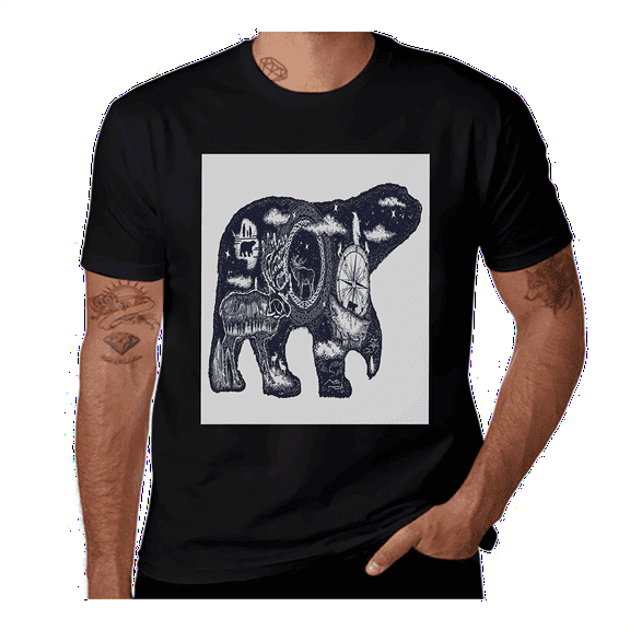 Boho Animal Wildlife-Polar Bear-Dark Blue-White Casual Streetwea Everyday Tshirt Comfortable Wear tee shirt