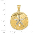 thumbnail image 3 of 14K Two-Tone Gold Charm Pendant Men'S 30 mm 21 & Rhodium Polished Diamond-Cut Sand Dollar, 3 of 3
