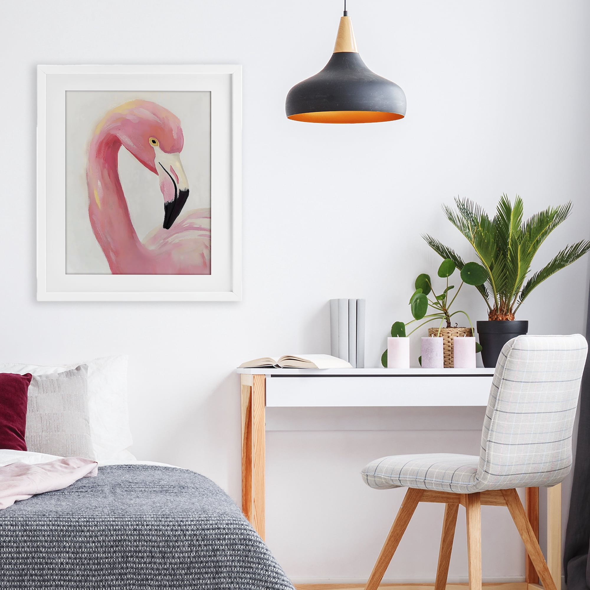 Stupell Industries Serene Pink Flamingo Portrait White Framed Print Under Glass, design by The Prints Vibe