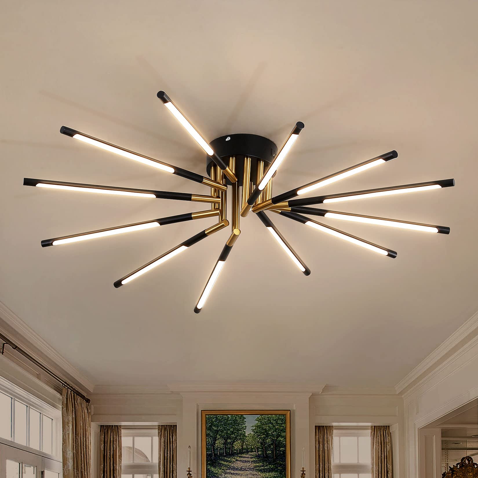 Modern Ceiling Light 12Lights Sputnik Chandelier Lighting Fixture