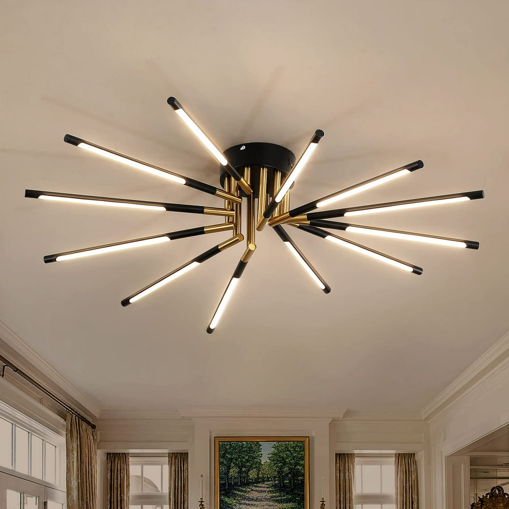 Modern Ceiling Light 12Lights Sputnik Chandelier Lighting Fixture Close to Ceiling Light