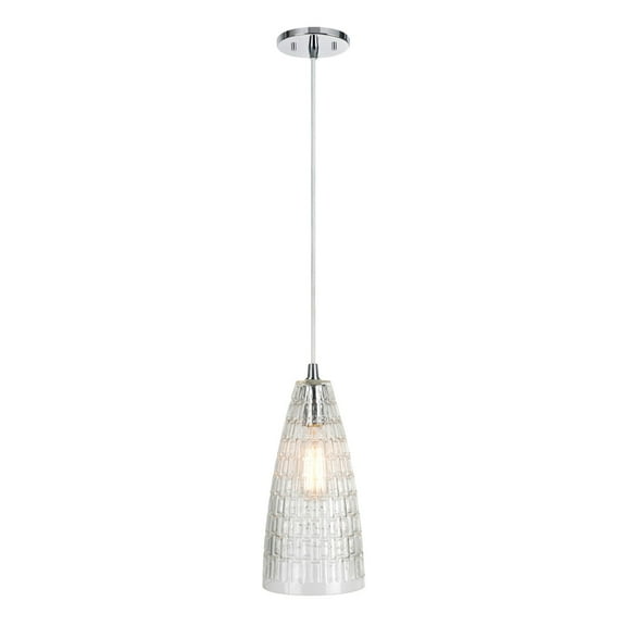 Aspen Creative 61047, One-Light Hanging Mini Pendant Ceiling Light, 6" Wide, Transitional Design in Chrome Finish, with Clear Glass Shade