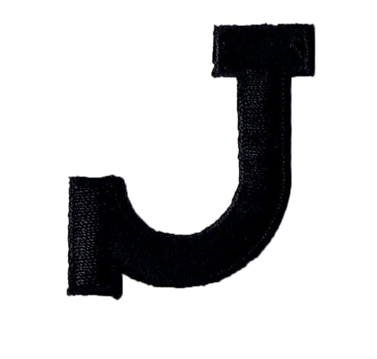 Alphabet Letter J Color Black 2" Block Style Iron On