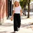 thumbnail image 6 of Mifsaly Girls Cargo Pants Teens Youth High Waisted Drawstring Ruched Wide Leg Pants with Pockets Lightweight Casual Summer Casual School Uniforms, 6 of 6