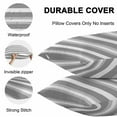 thumbnail image 4 of Waterproof Throw Pillow Covers Set of 2, 24x24 Inch Grey Stripe Decorative Pillowcases Outdoor Pillow Slip Cushion Covers Set for Couch Tent Minimalist Farmhouse Striped, 4 of 7