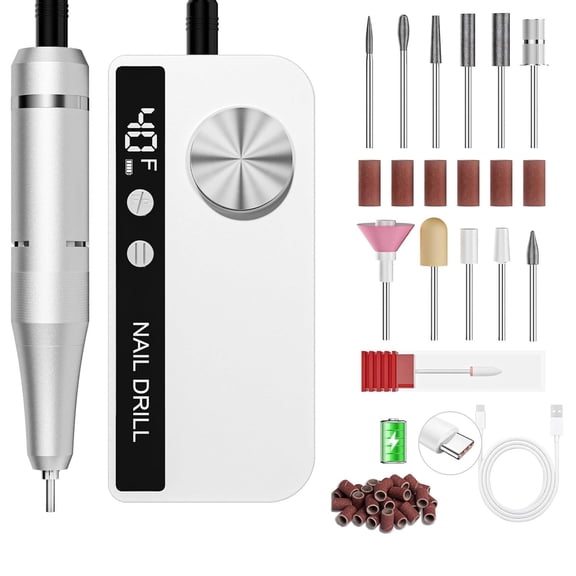 Professional Electric Nail Drill 40000RPM for Salon Home Use, Rechargeable Nail File Machine Kit for Acrylic Gel Nails, Portable Efile Manicure Pedicure Tool