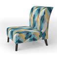 thumbnail image 3 of Designart "Modern Turquoise Ikat Melody" Chaise d'Appoint Abstraite Turquoise - Fauteuil Moderne pour Salon, 3 of 7