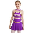 thumbnail image 1 of vastwit Tenue d'Uniforme de Cheerleading pour Filles Sans Manches Robe à Imprimé de Lettres Costume de Performance de Danse Violet 10, 1 of 7