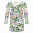 thumbnail image 4 of Towmus T Shirts for Women Graphic 3/4 Length Sleeve Ladies Tops Floral Print Dressy Blouses Crew Neck Casual Tunic Tops Summer Shirts, 4 of 4