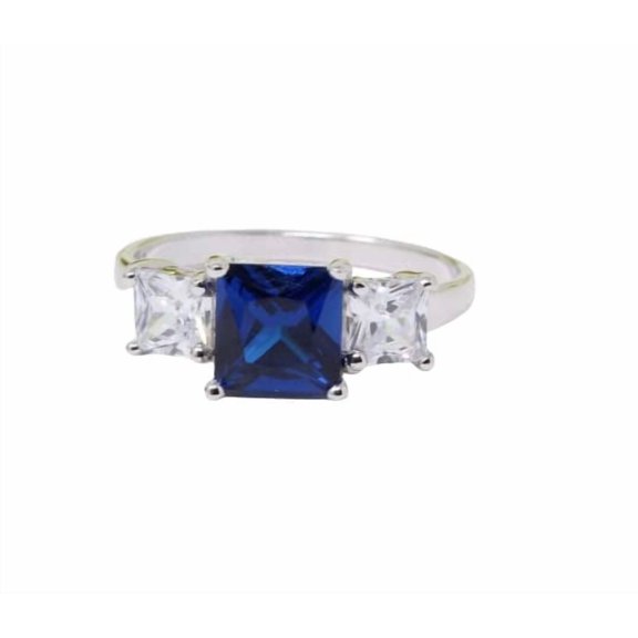 HeartsAndYou 1.6ct Natural Sapphire & Diamond Engagement Ring Trilogy 14k SOLID White Gold