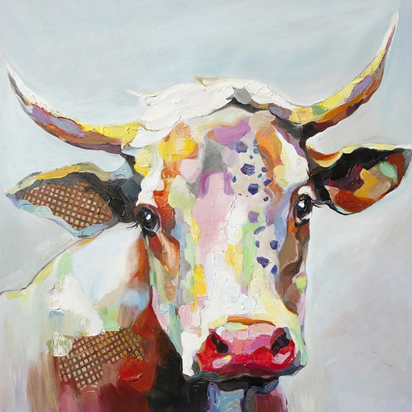 Bessie The Cow - Multi Color - Stretched Canvas Wall Art - Walmart.com