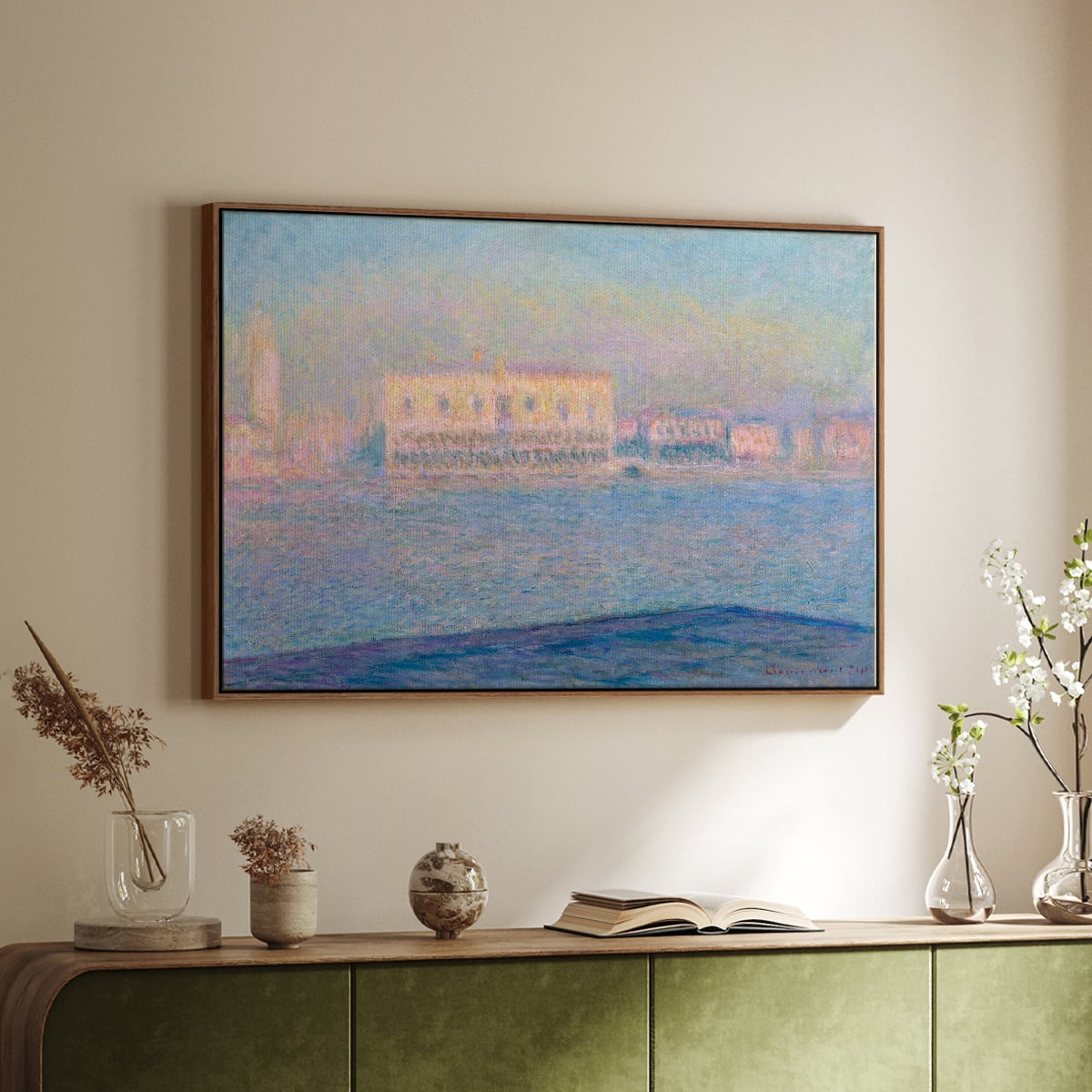 Vintage Landscape-CLVI By Wexford Home Framed in Walnut Wood Gallery Wrapped Canvas 27 in. x 41 in.