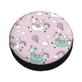thumbnail image 3 of Easygdp Llama Unicorn and Rainbow Automobile Tire Dust Cover, 14-17in Spare Tire Cover Universal Fit for Trailer, Car, Truck, SUV, Jeep - 14 inch, 3 of 9