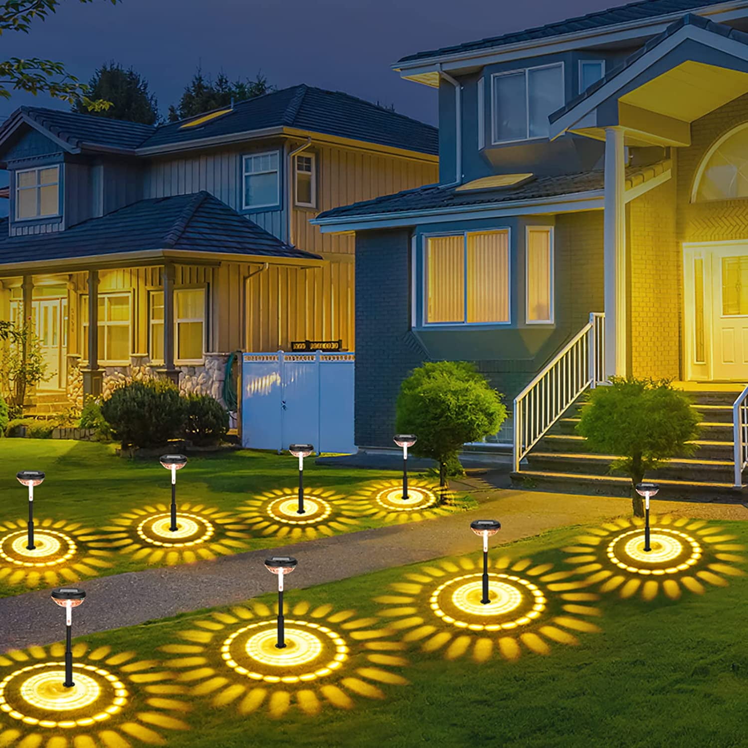 6 Pack Solar Pathway Lights, LED Solar Powered Garden Lights, Outdoor Solar Lights for Walkway Yard Landscape (Color Changing & Warm White)