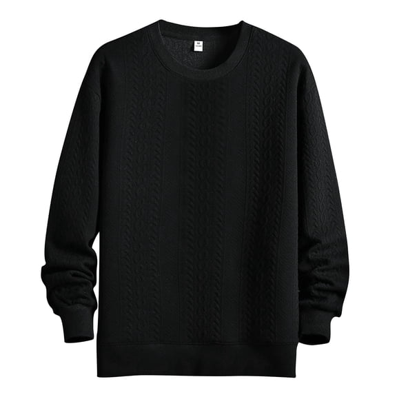 Vedolay Mens Hoodies Plus Oversized Crew Neck Long Sleeve Pocket Sweatshirts Black,L